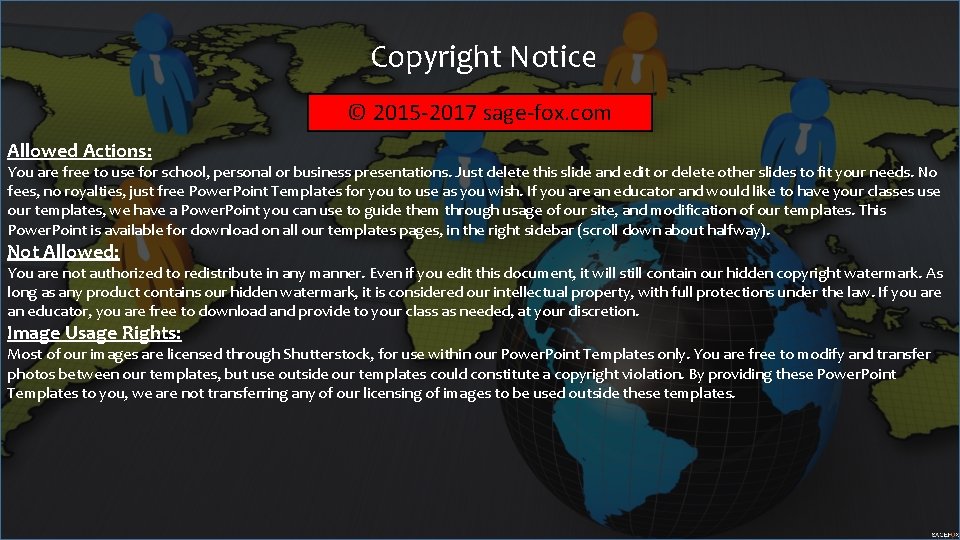 Copyright Notice © 2015 -2017 sage-fox. com Allowed Actions: You are free to use