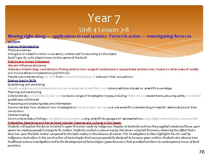 Year 7 Unit 4 Lesson 7 -8 Moving right along — applications in real