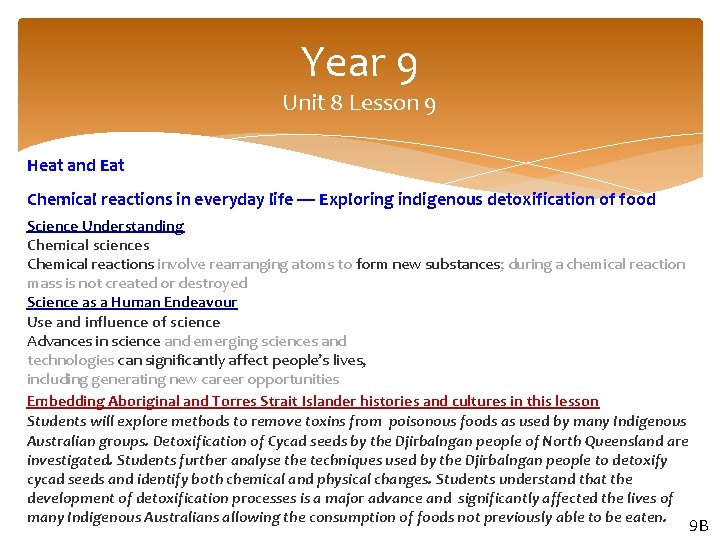 Year 9 Unit 8 Lesson 9 Heat and Eat Chemical reactions in everyday life