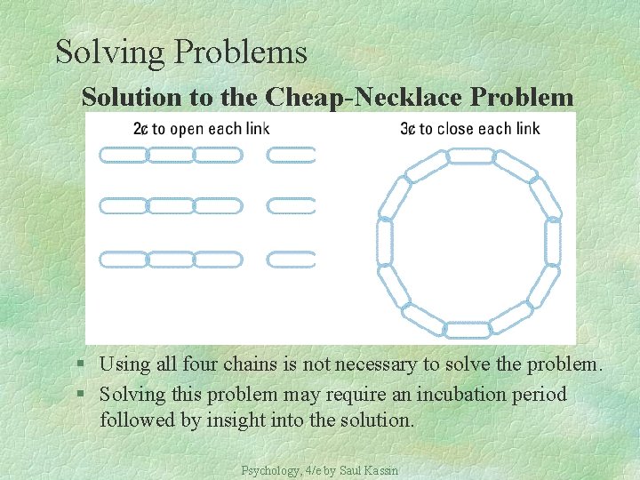 Solving Problems Solution to the Cheap-Necklace Problem § Using all four chains is not