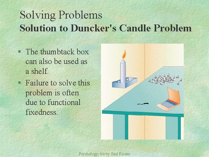Solving Problems Solution to Duncker's Candle Problem § The thumbtack box can also be