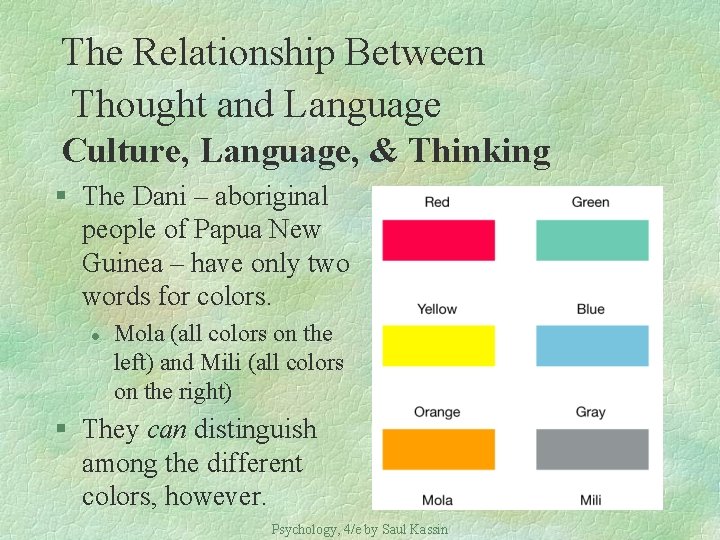 The Relationship Between Thought and Language Culture, Language, & Thinking § The Dani –