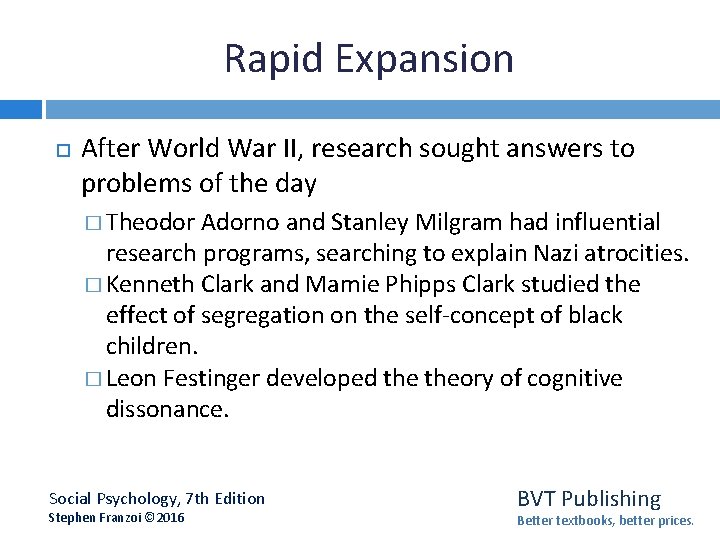 Rapid Expansion After World War II, research sought answers to problems of the day
