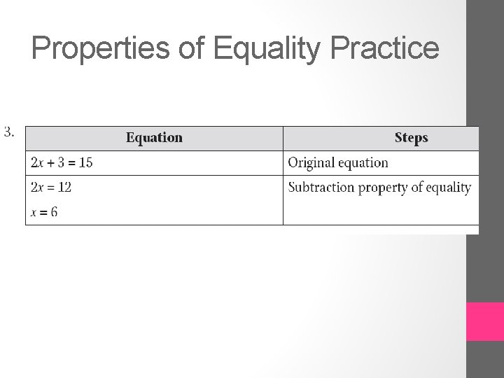 Properties of Equality Practice 