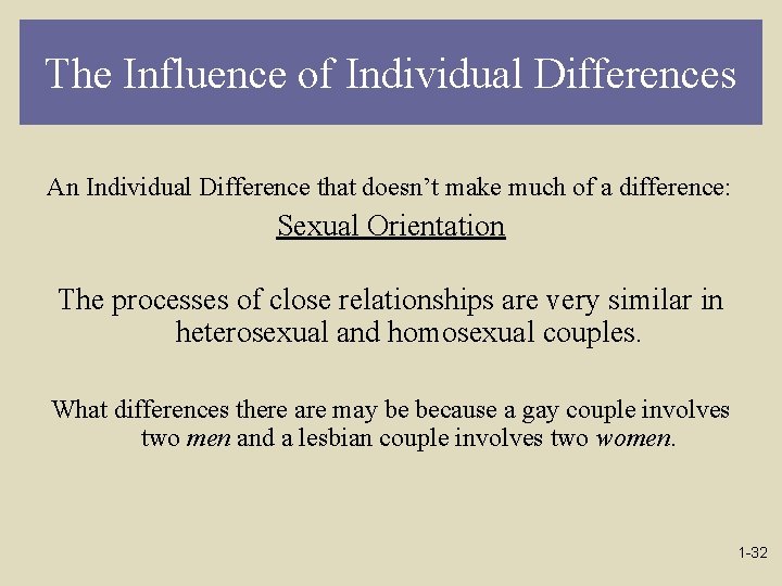 The Influence of Individual Differences An Individual Difference that doesn’t make much of a