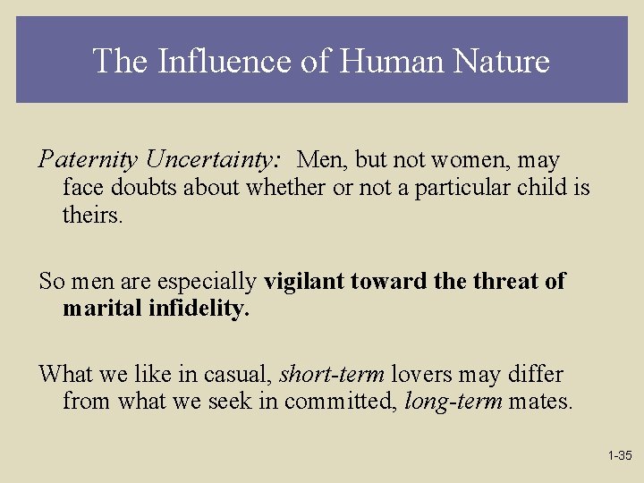 The Influence of Human Nature Paternity Uncertainty: Men, but not women, may face doubts