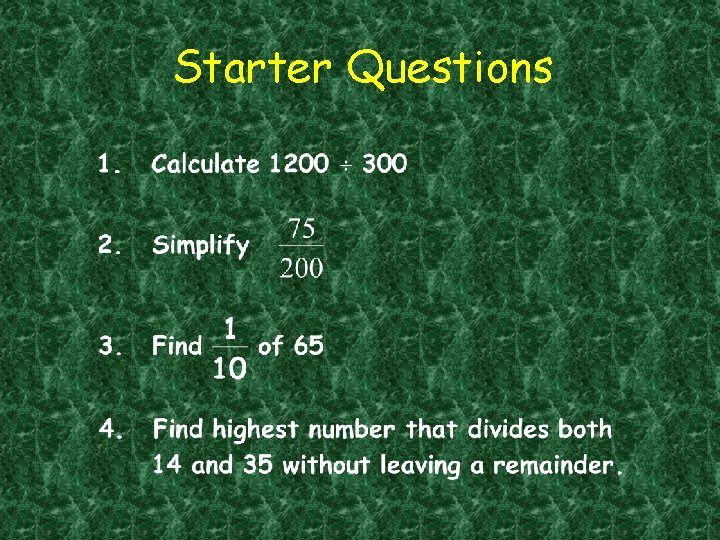 Starter Questions 