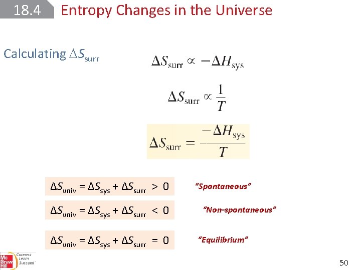 18. 4 Entropy Changes in the Universe Calculating Ssurr ΔSuniv = ΔSsys + ΔSsurr