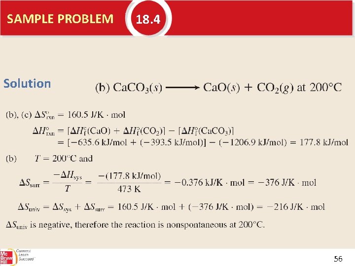 SAMPLE PROBLEM 18. 4 Solution 56 