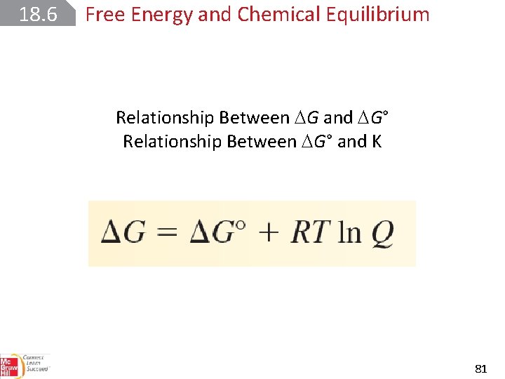 18. 6 Free Energy and Chemical Equilibrium Relationship Between G and G° Relationship Between
