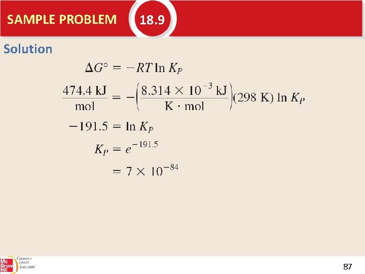 SAMPLE PROBLEM 18. 9 Solution 87 