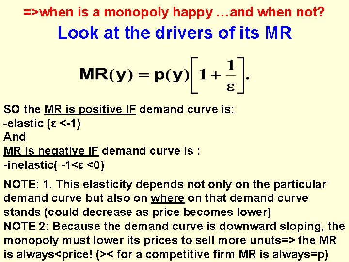 =>when is a monopoly happy …and when not? Look at the drivers of its