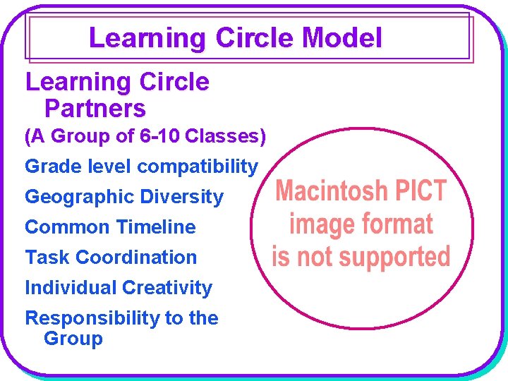 Learning Circle Model Learning Circle Partners (A Group of 6 -10 Classes) Grade level