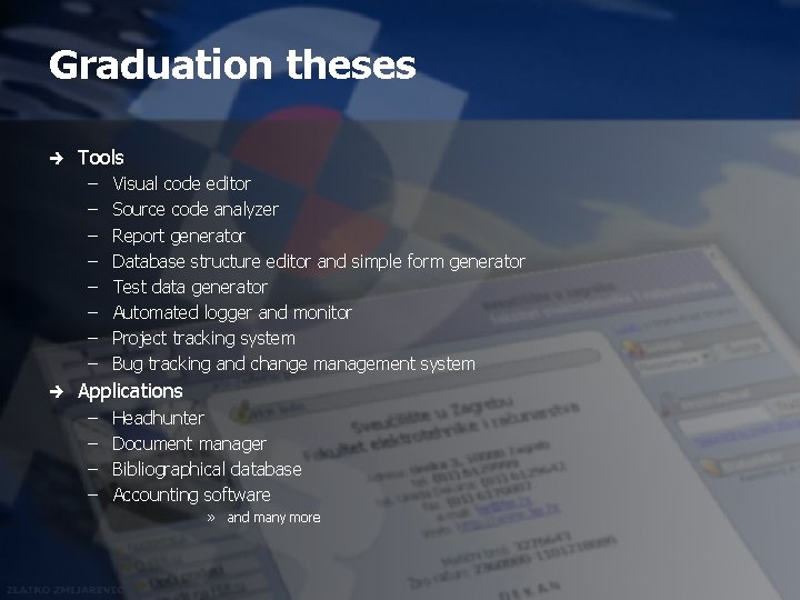Graduation theses è Tools – – – – è Visual code editor Source code