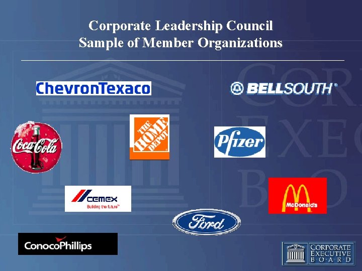 Corporate Leadership Council Sample of Member Organizations 