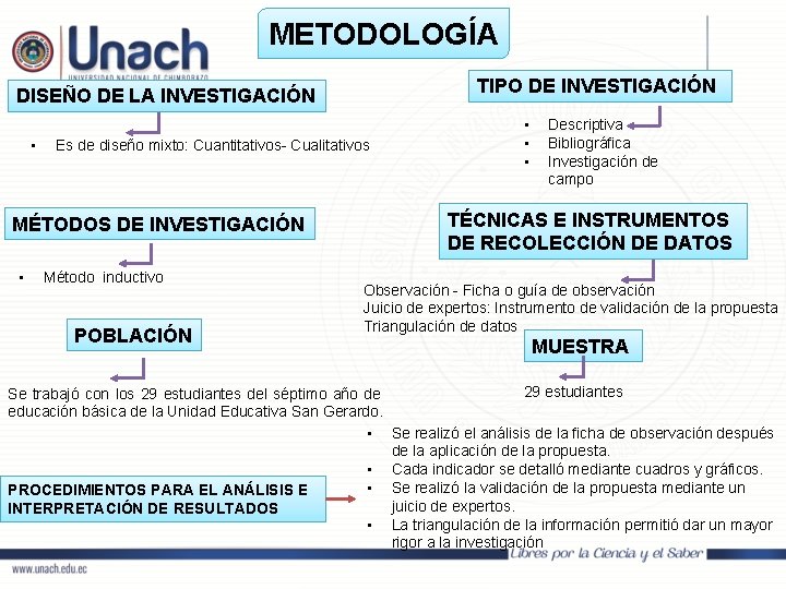 METODOLOGÍA TIPO DE INVESTIGACIÓN DISEÑO DE LA INVESTIGACIÓN • Es de diseño mixto: Cuantitativos-