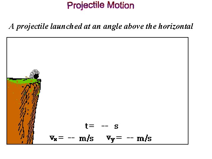 A projectile launched at an angle above the horizontal 