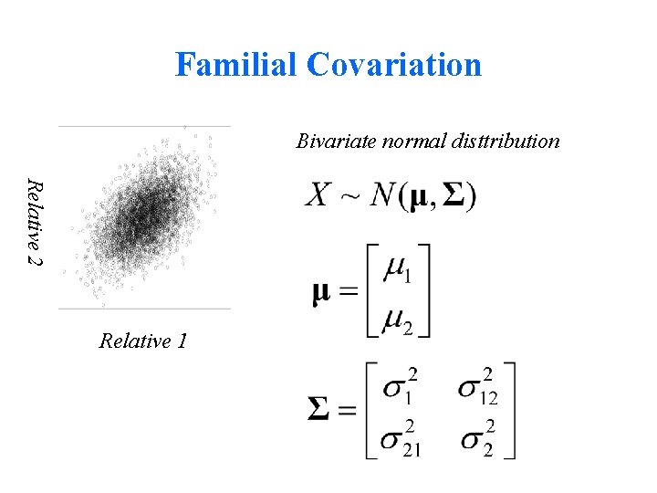 Familial Covariation Bivariate normal disttribution Relative 2 Relative 1 