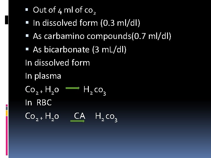  Out of 4 ml of co 2 In dissolved form (0. 3 ml/dl)