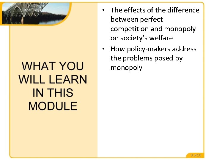  • The effects of the difference between perfect competition and monopoly on society’s