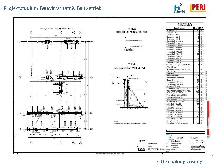 Projektstudium Bauwirtschaft & Baubetrieb 4. 0 Erstellen von Schalungslösungen für: • Gerade Wände •