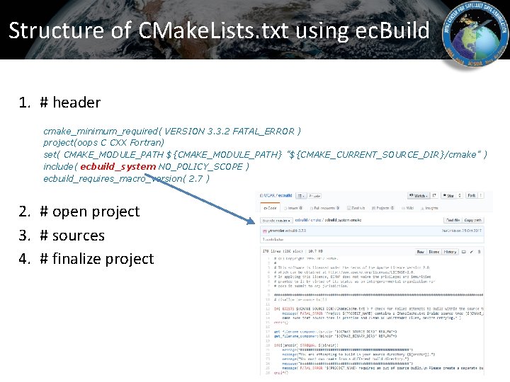 Structure of CMake. Lists. txt using ec. Build 1. # header cmake_minimum_required( VERSION 3.