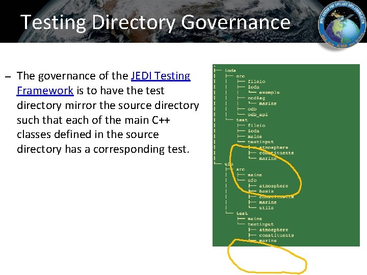 Testing Directory Governance – The governance of the JEDI Testing Framework is to have