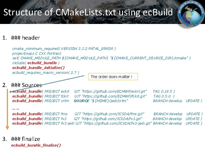 Structure of CMake. Lists. txt using ec. Build 1. ### header cmake_minimum_required( VERSION 3.