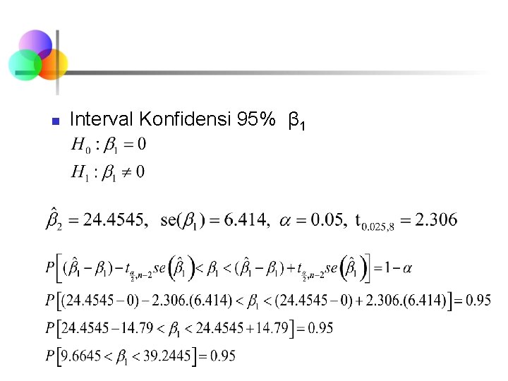 n Interval Konfidensi 95% β 1 