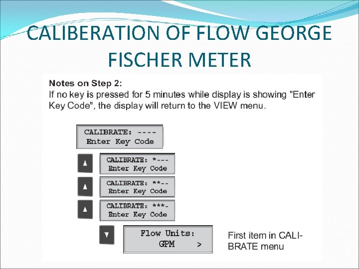 CALIBERATION OF FLOW GEORGE FISCHER METER 
