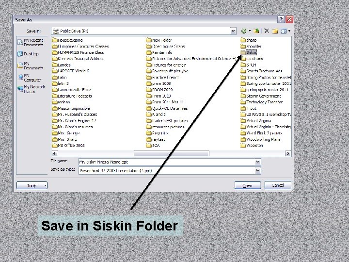 Save in Siskin Folder 