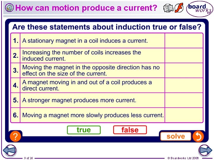 How can motion produce a current? 9 of 26 © Boardworks Ltd 2006 