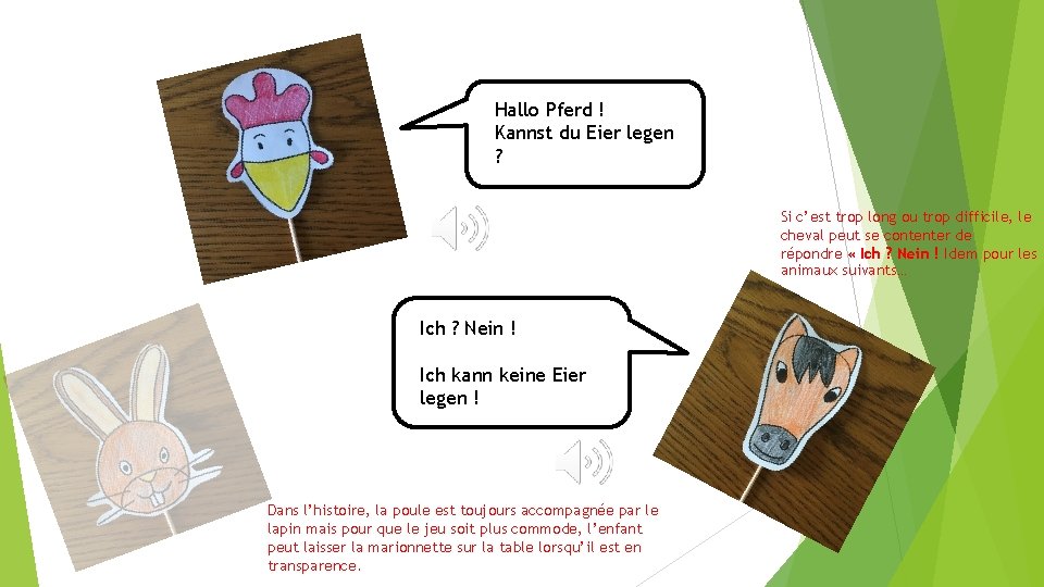 Hallo Pferd ! Kannst du Eier legen ? Si c’est trop long ou trop
