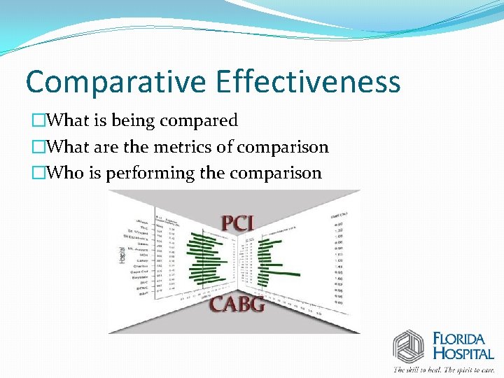 Comparative Effectiveness �What is being compared �What are the metrics of comparison �Who is