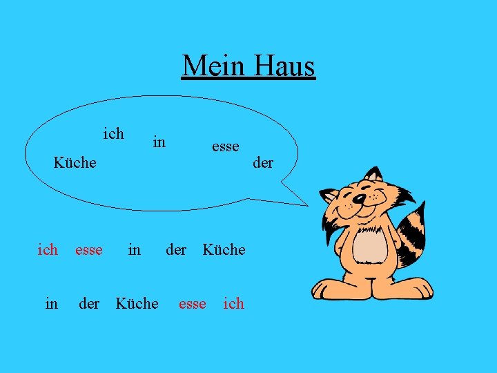 Mein Haus ich in esse Küche ich in esse in der Küche esse ich