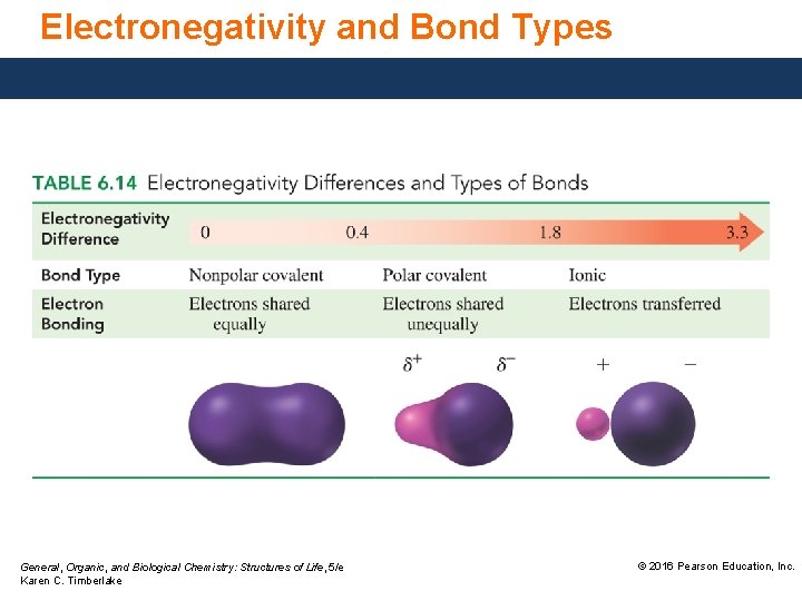 Electronegativity and Bond Types General, Organic, and Biological Chemistry: Structures of Life, 5/e Karen