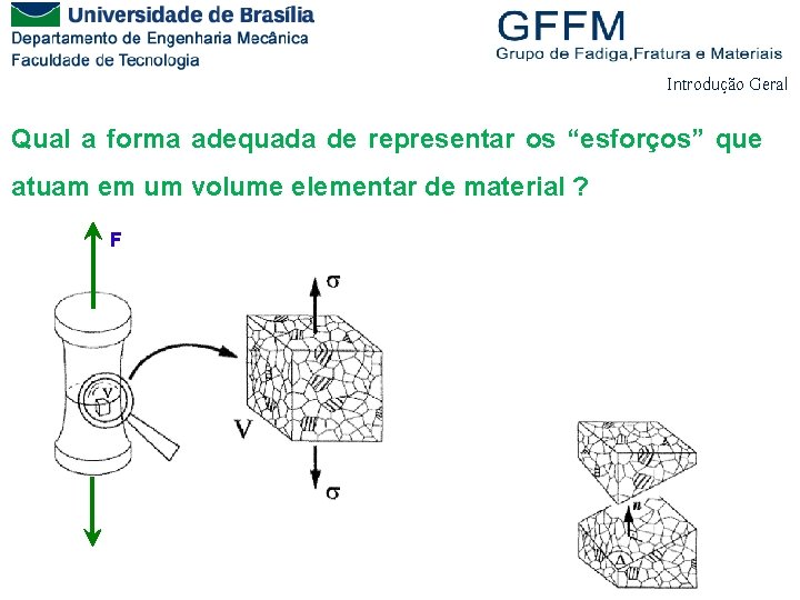 Introdução Geral Qual a forma adequada de representar os “esforços” que atuam em um