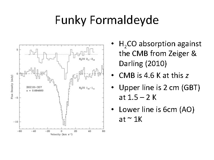 Funky Formaldeyde • H 2 CO absorption against the CMB from Zeiger & Darling