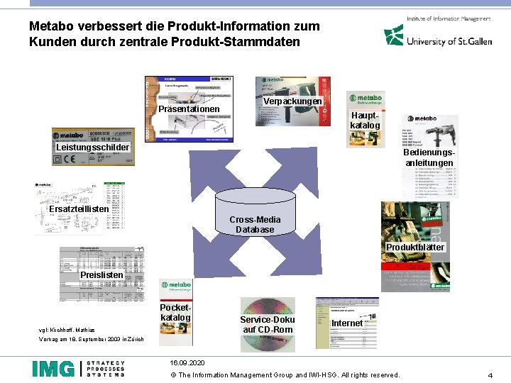 Metabo verbessert die Produkt-Information zum Kunden durch zentrale Produkt-Stammdaten Präsentationen Verpackungen Hauptkatalog Leistungsschilder Bedienungsanleitungen