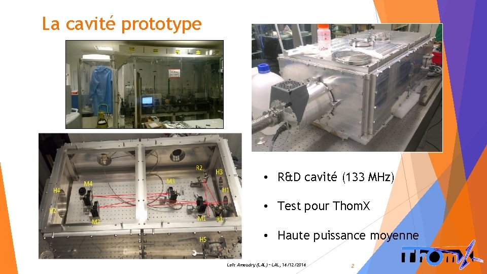 La cavité prototype • R&D cavité (133 MHz) • Test pour Thom. X •