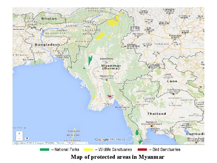 Map of protected areas in Myanmar 