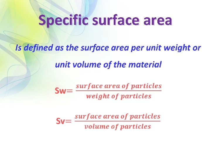 Specific surface area • 