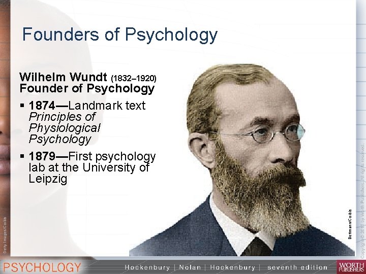 Founders of Psychology Bettmann/Corbis Getty Images/Corbis Wilhelm Wundt (1832– 1920) Founder of Psychology §