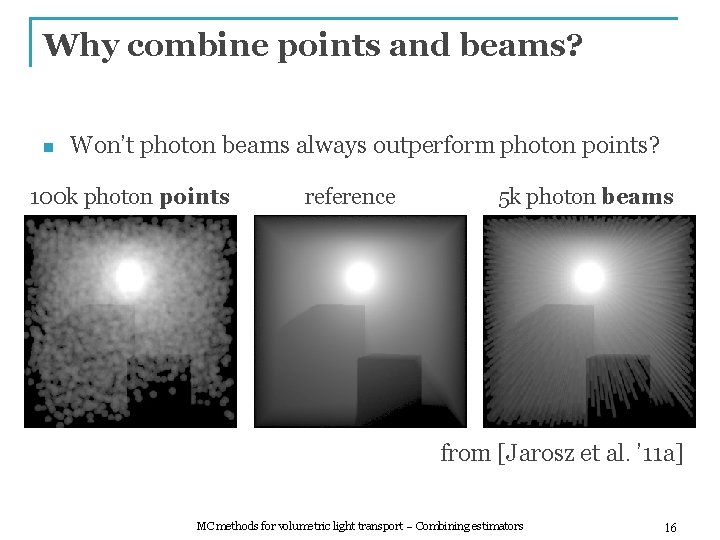 Why combine points and beams? n Won’t photon beams always outperform photon points? 100