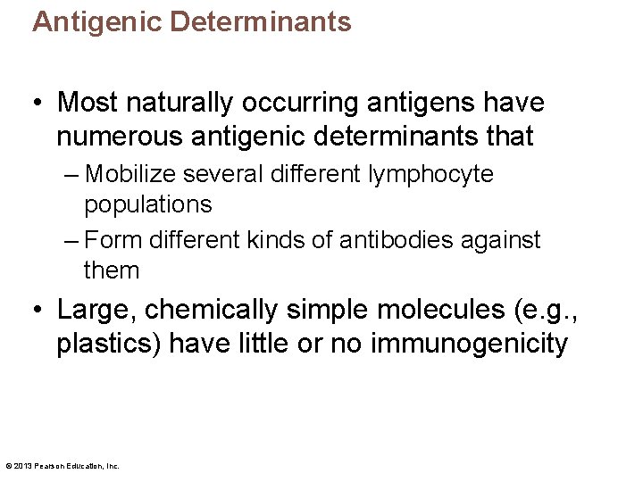 Antigenic Determinants • Most naturally occurring antigens have numerous antigenic determinants that – Mobilize