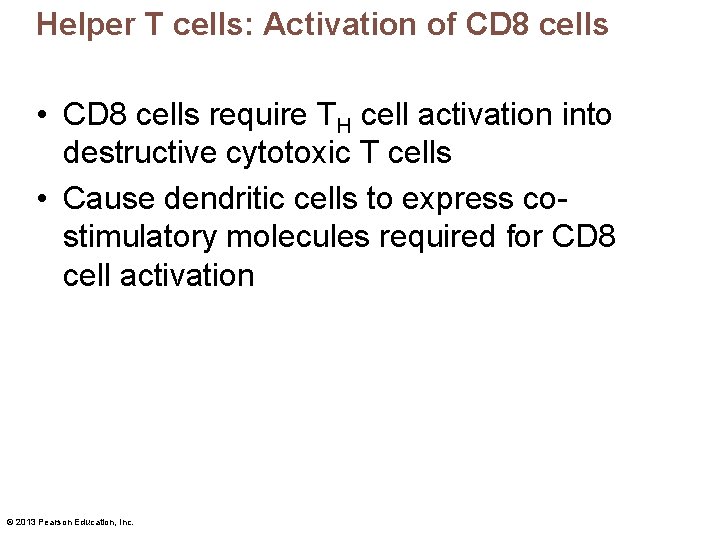 Helper T cells: Activation of CD 8 cells • CD 8 cells require TH