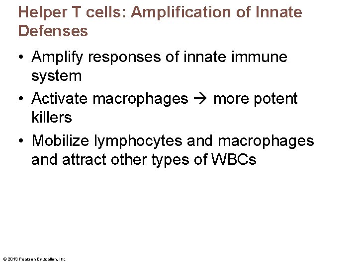 Helper T cells: Amplification of Innate Defenses • Amplify responses of innate immune system