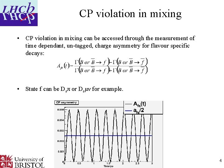 CP violation in mixing • CP violation in mixing can be accessed through the