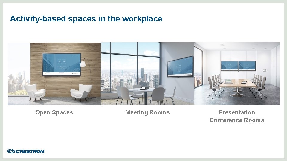Activity-based spaces in the workplace Open Spaces Meeting Rooms Presentation Conference Rooms 