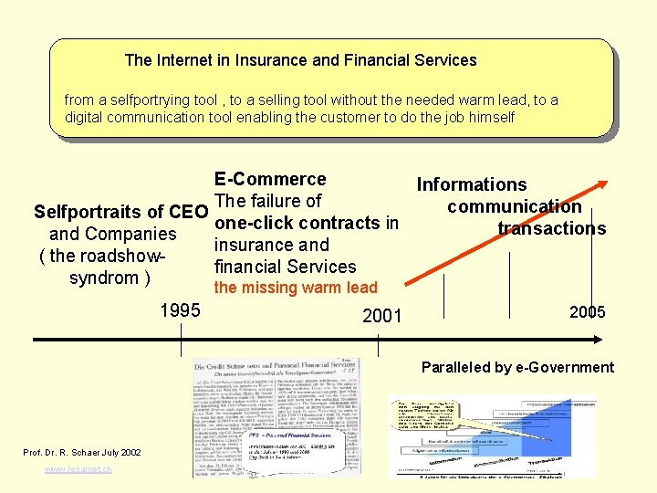  The Internet in Insurance and Financial Services from a selfportrying tool , to